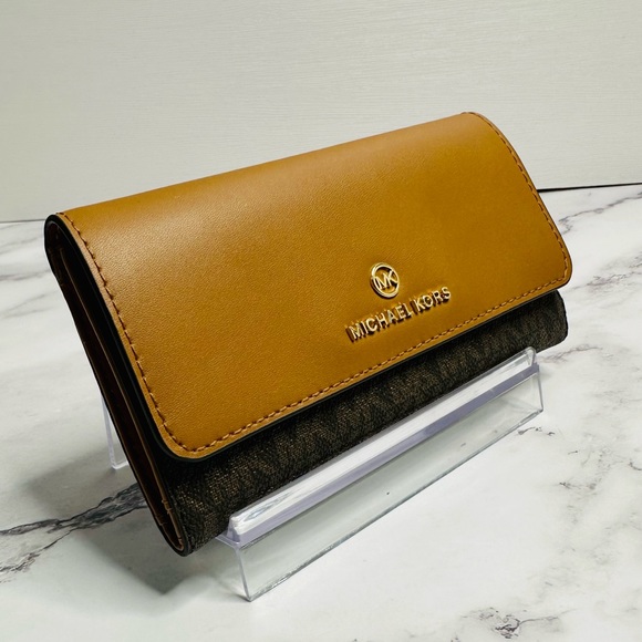 NEW! Michael Kors Large Brown & Acorn Logo & Leather Tri-Fold Wallet - Picture 3 of 12